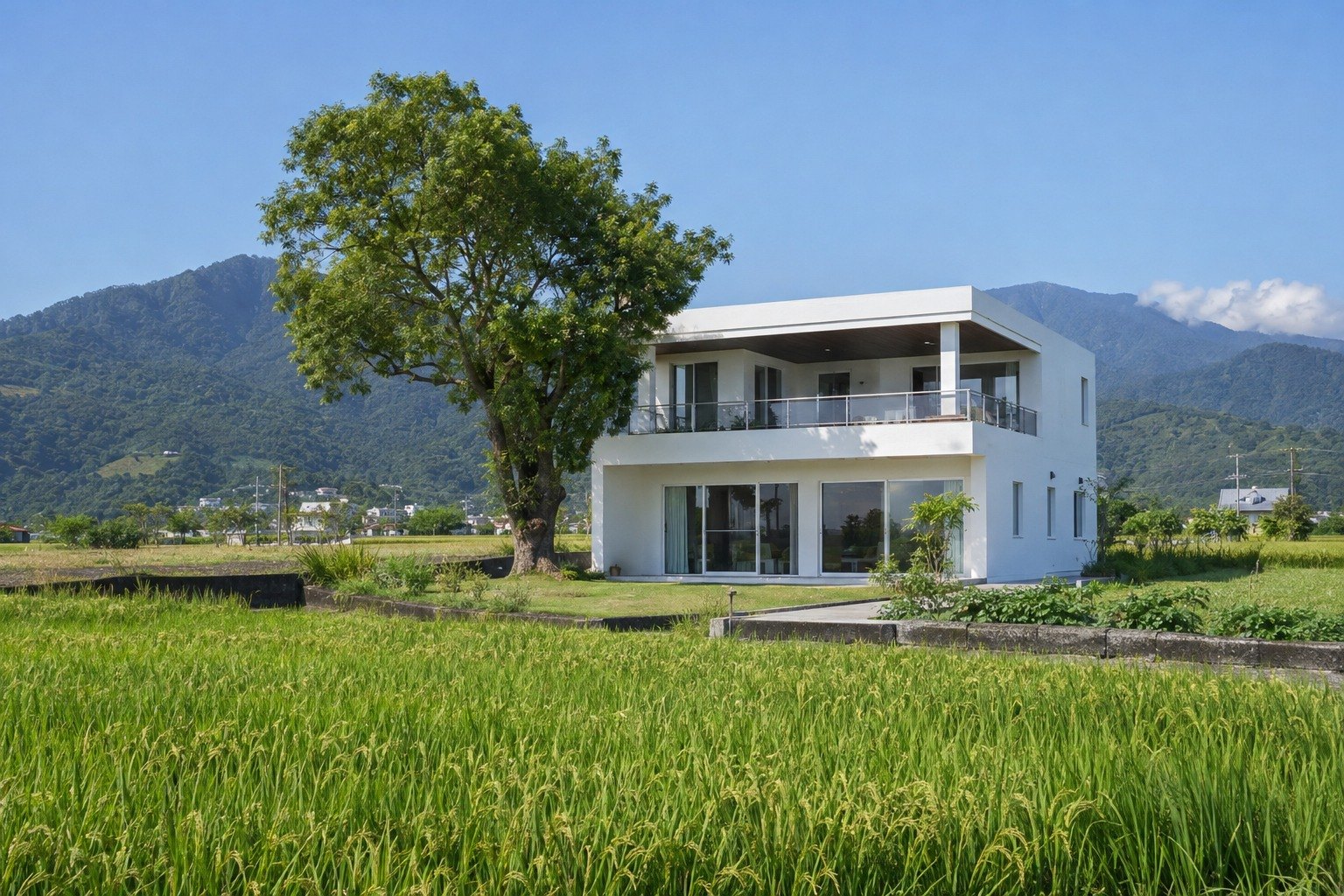 田中的白色兩層住宅